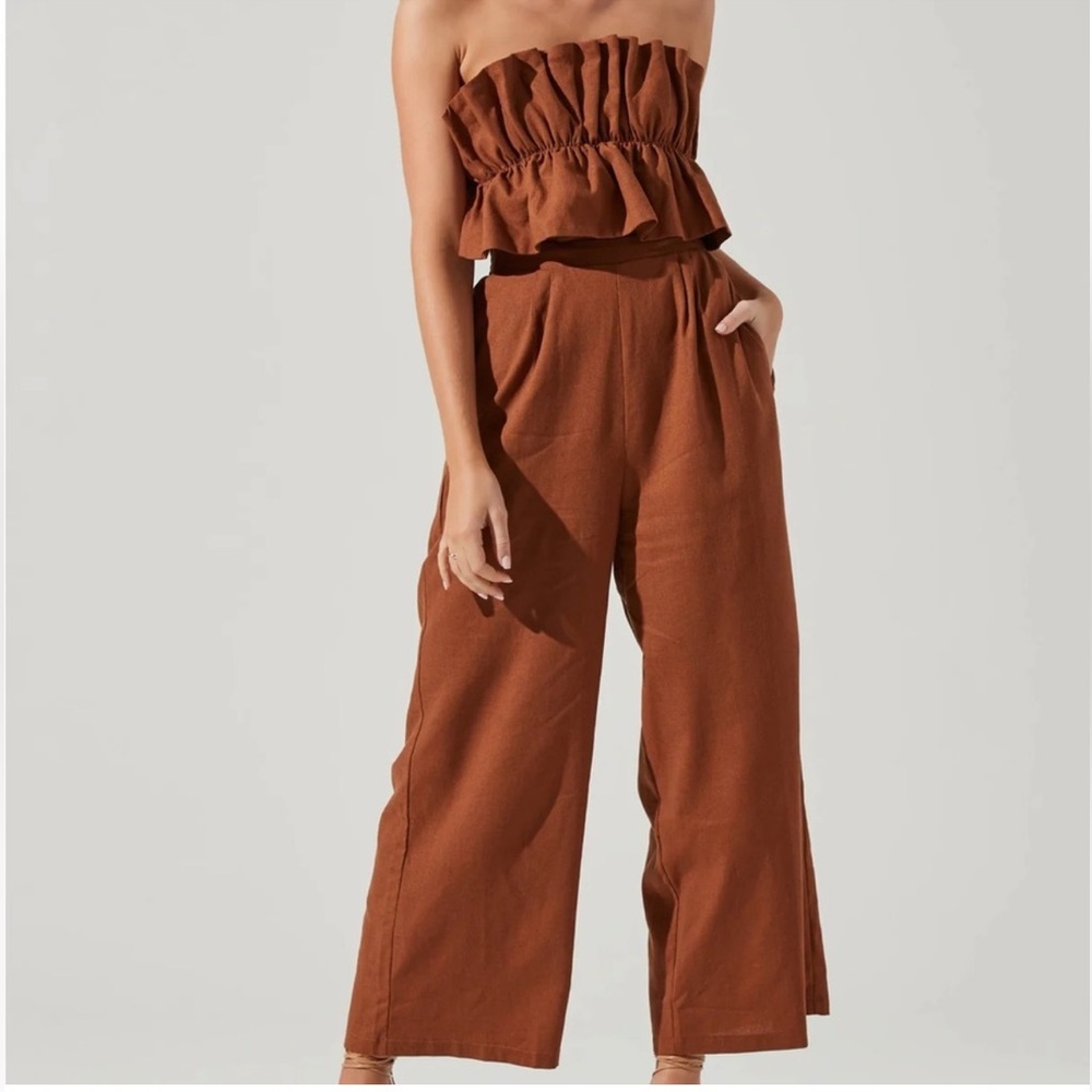 ASTR Linen Ruffle Jumpsuit